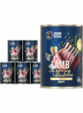 Nassfutter für Welpen Lamm mit Hering und Blaubeeren 6x400 g Berry Line Junior