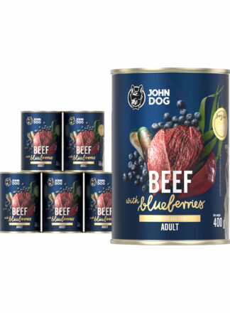 Nassfutter für Hunde Rindfleisch mit Heidelbeeren 6x400g Berry Line
