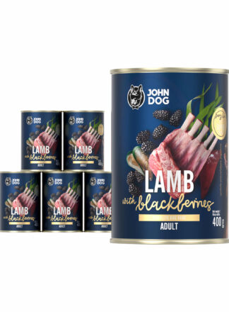 Nassfutter für Hunde Lamm mit Brombeeren 6×400g Berry Line