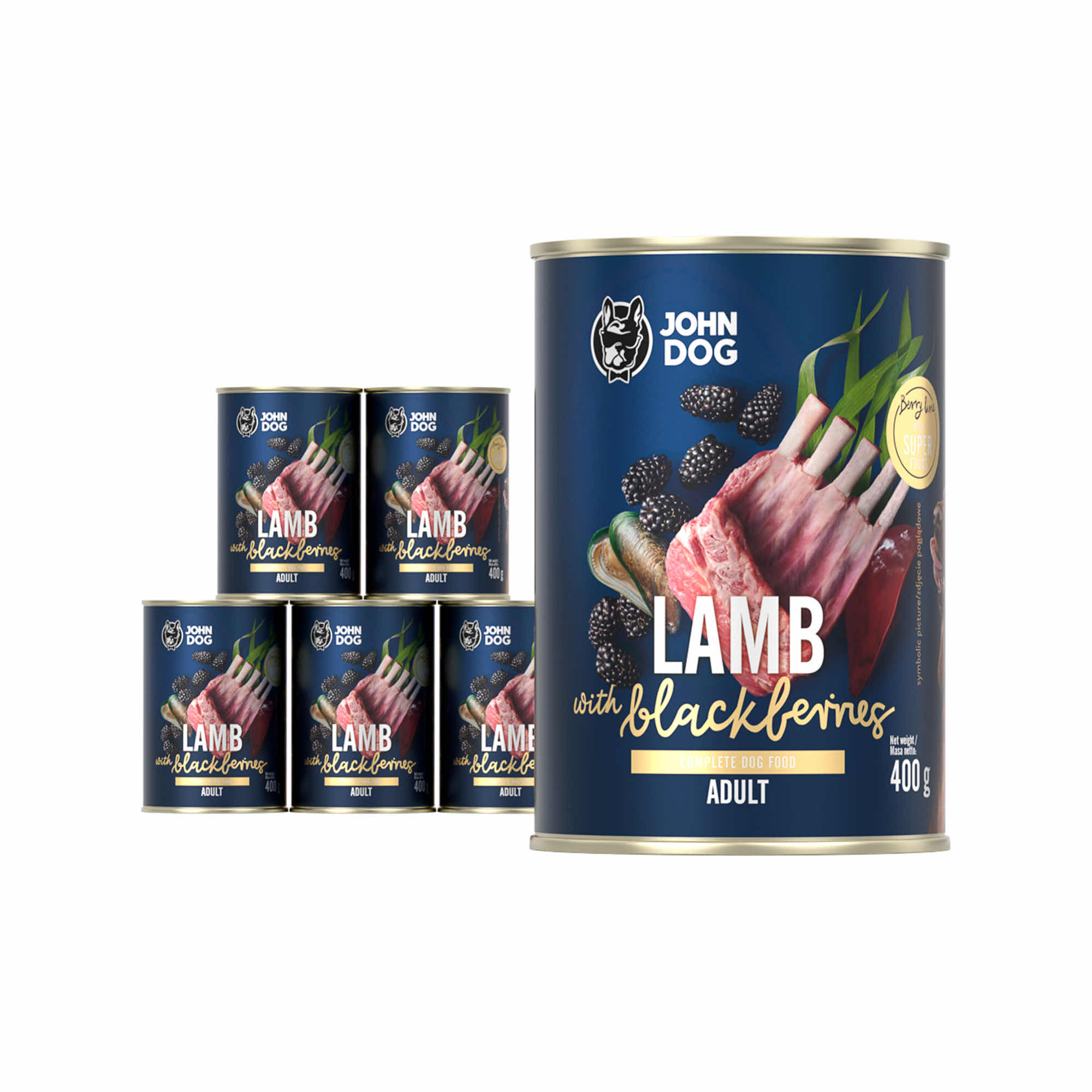 Nassfutter für Hunde Lamm mit Brombeeren 6×400g Berry Line – Bild 2