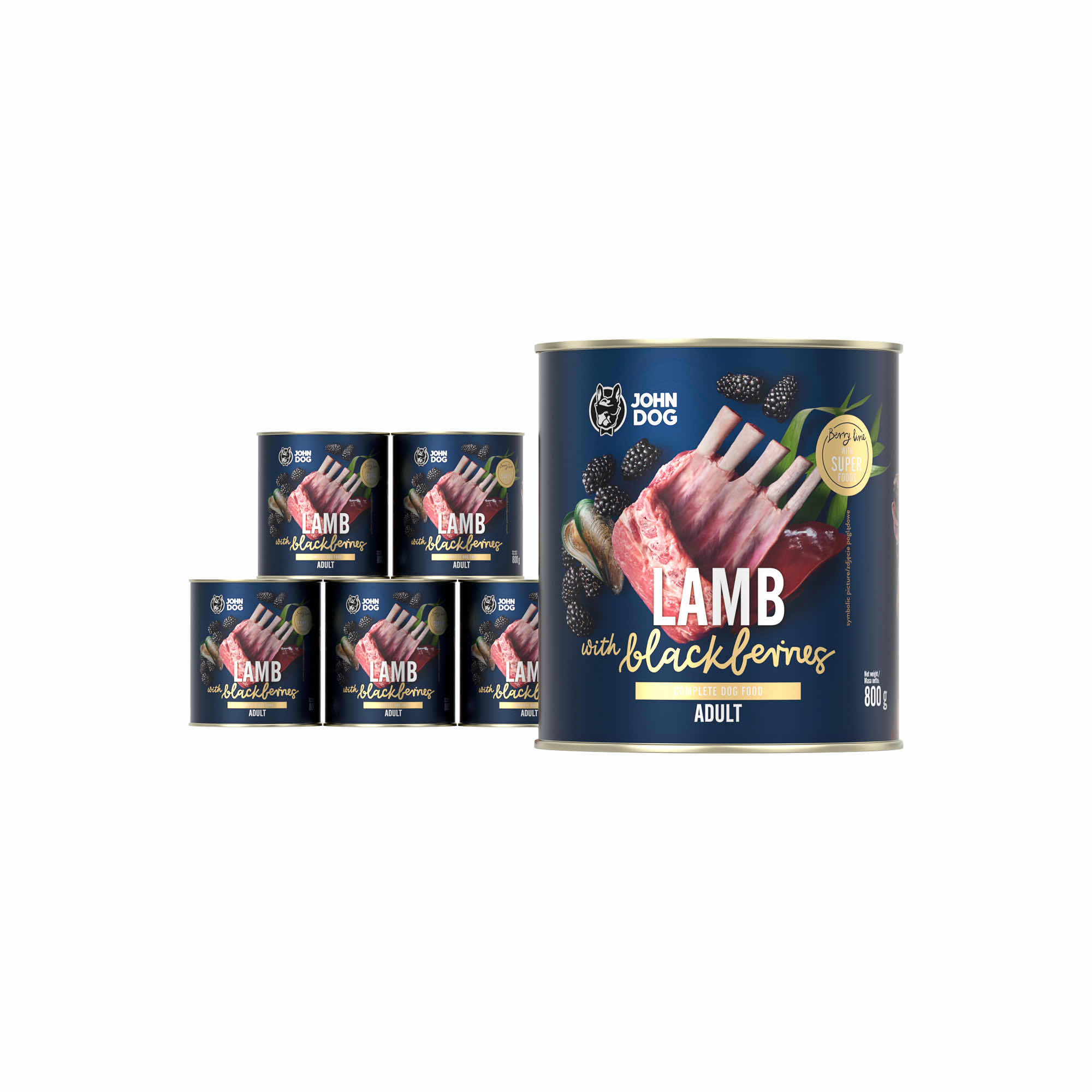 Nassfutter für Hunde Lamm mit Brombeeren 6×800g Berry Line – Bild 2