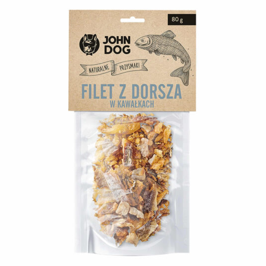Natürliches Hundeleckerli. Hochwertiges getrocknetes Kabeljaufleisch. 80g.
