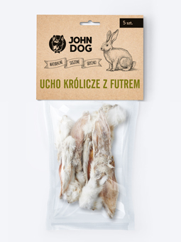 Kaninchenohr mit Fell - getrockneter Kausnack für Hunde