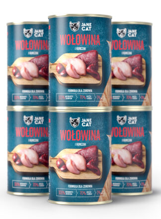 Premium Nassfutter. Rindfleisch und Huhn Jane Cat 6x400g