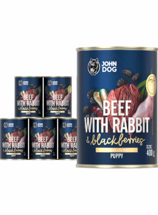 Nassfutter für Welpen Rind mit Kaninchen & Brombeeren 6x400g Berry Line Junior