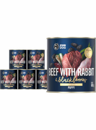 Nassfutter für Welpen Rind mit Kaninchen & Brombeeren 6x800g Berry Line Junior