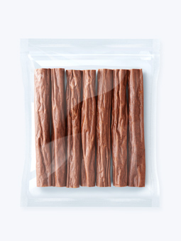 Produkt Fasanenfleisch Hundefinger 100% natürlich verpackt in einer durchsichtigen Packung mit 7 Stück Marke John Dog