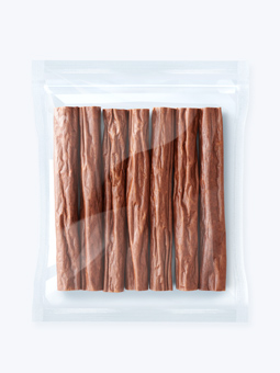 Produkt natürliches Fleisch Hundesnack Rindfleisch Finger 7 Stück 100% natürlich John Dog Marke verpackt in klarer Verpackung