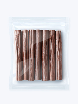 Produkt 7 Natürliche Hundefinger vom Hirsch 98% Fleisch Marke John Dog verpackt in Klarsichtverpackung