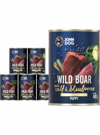 Nassfutter für Welpen Wildschwein mit Kalb und Beeren 6x400 g Berry Line Junior