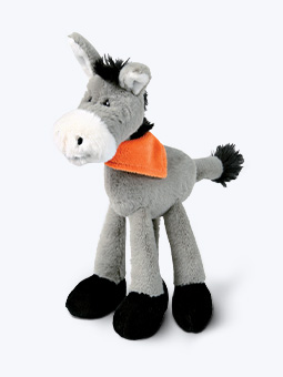 Plüsches graues Esel-Quietsche-Maskottchen für Hunde von Trixie 24cm.