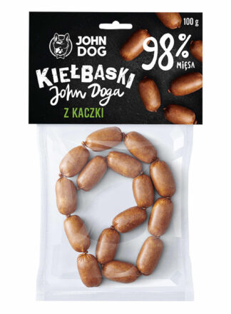 Getrocknete Hundeleckerlis. Entenwürstchen. Packung mit 100g.