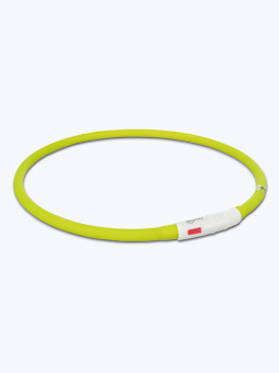 Grün blinkendes LED-Hundehalsband aus Silikon mit USB-Ladekabel.