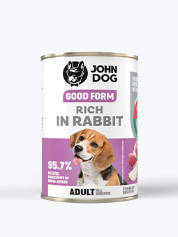 John Dog Good Form Nassfutter für Hunde mit Kaninchen, 400g Dose