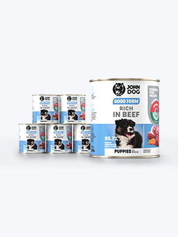 John Dog Good Form Nassfutter für Welpen mit Rindfleisch, 6x800g Dosen-Set