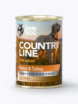 Kaninchen und Truthahn 400 g Country Line John Dog Nassfutter.