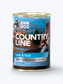 400g Dose Country Line Lamm- und Schweinefleisch Nassfutter von John Dog.