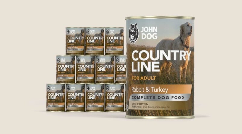 John Dog Country Line Kaninchen und Truthahn Nassfutter für Hunde, 12x400g Set