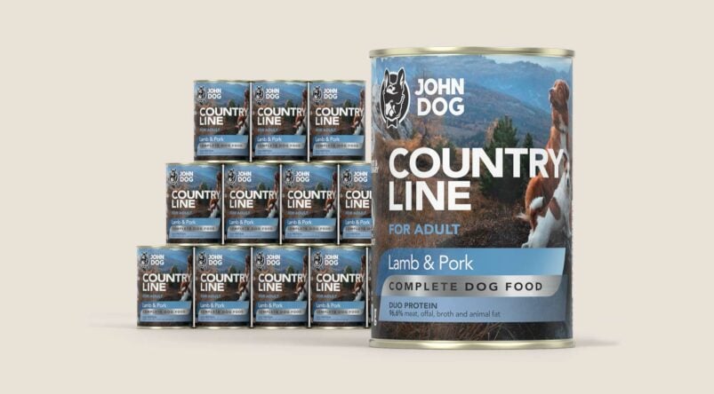 John Dog Country Line Lamm und Schwein Nassfutter für Hunde, 12x400g Set