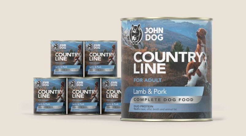 John Dog Country Line Lamm und Schwein Nassfutter für Hunde, 6x800g Set