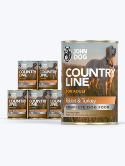 John Dog Country Line Kaninchen und Truthahn Nassfutter für Hunde, 6x400g Set