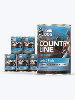 John Dog Country Line Lamm und Schwein Nassfutter für Hunde, 6x400g Set