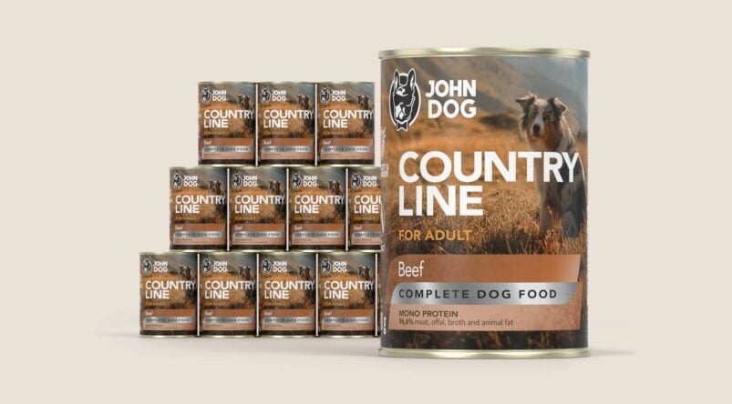 John Dog Country Line Rindfleisch Nassfutter für Hunde, 12x400g Set