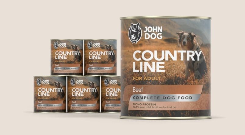 John Dog Country Line Rindfleisch Nassfutter für Hunde, 6x800g Set
