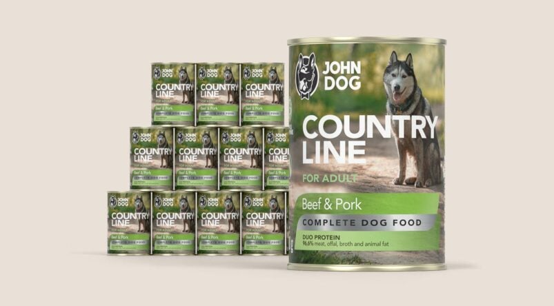 John Dog Country Line Rind- und Schweinefleisch Nassfutter für Hunde, 12x400g Set
