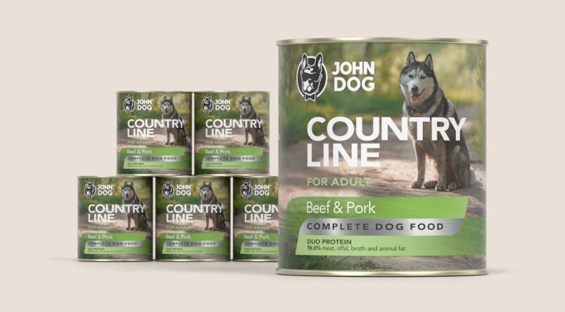John Dog Country Line Rind- und Schweinefleisch Nassfutter für Hunde, 6x800g Set