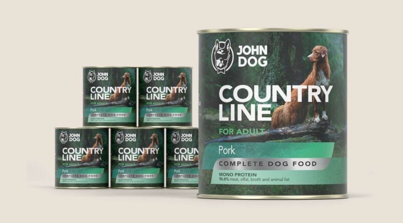 John Dog Country Line Nassfutter für Hunde mit Schweinefleisch, 6x800g Set