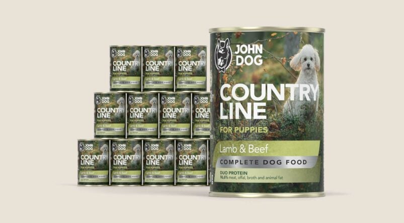 John Dog Country Line Lamm- und Rindfleisch Nassfutter für Welpen, 12x400g Set