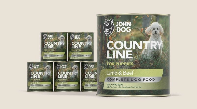 John Dog Country Line Lamm- und Rindfleisch Nassfutter für Welpen, 6x800g Set