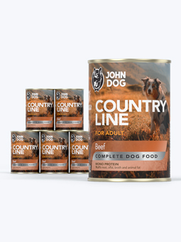 John Dog Country Line Rindfleisch Nassfutter für Hunde, 6x400g Set