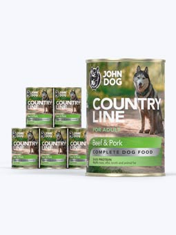 John Dog Country Line Rind- und Schweinefleisch Nassfutter für Hunde, 6x400g Set