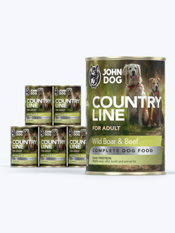 John Dog Country Line Rind und Wildschwein Nassfutter für Hunde, 6x400g Set