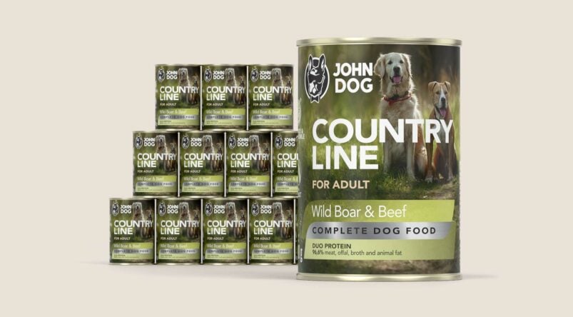 John Dog Country Line Rind und Wildschwein Nassfutter für Hunde, 12x400g Set