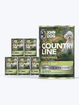 John Dog Country Line Lamm- und Rindfleisch Nassfutter für Welpen, 6x400g Set