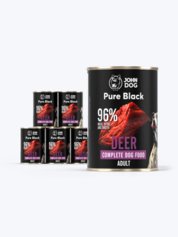 John Dog Pure Black stag Nassfutter für Hunde, 6x400g Dosen-Set