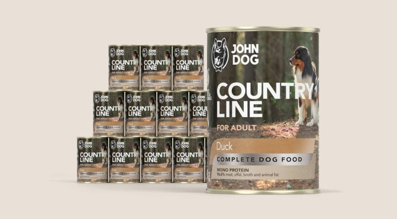 John Dog Country Line Ente Nassfutter für Hunde, 12x400g Set