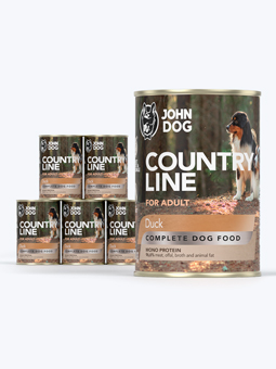 John Dog Country Line Ente Nassfutter für Hunde, 6x400g Set