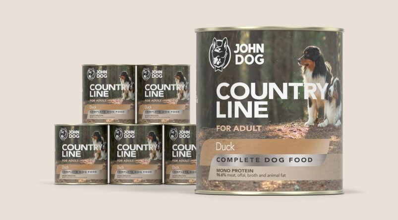 John Dog Country Line Ente Nassfutter für Hunde, 6x800g Set