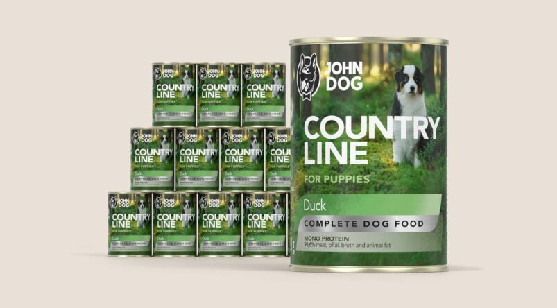 John Dog Country Line Ente Welpen Nassfutter, 12x400g Set