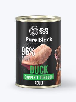 Eine einzelne Dose Pure Black Enten-Nassfutter.