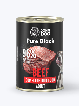96% Fleisch und Innereien mit Brühe, 400g Dose Pure Black Rindfleisch Nassfutter.