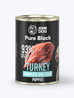 Welpennassfutter mit Truthahn John Dog Pure Black Futterlinie.