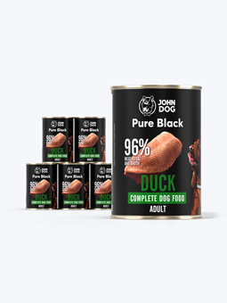 John Dog Pure Black Ente Nassfutter für Hunde, 6x400g Dosen-Set