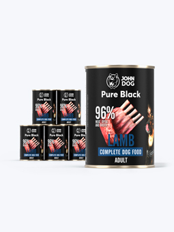 John Dog Pure Black Lamm Nassfutter für Hunde, 6x400g Dosen-Set