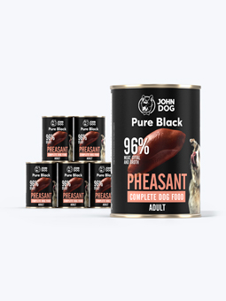 John Dog Pure Black Fasan Nassfutter für Hunde, 6x400g Dosen-Set