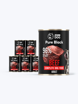 John Dog Pure Black Rindfleisch Nassfutter für Hunde, 6x400g Dosen-Set